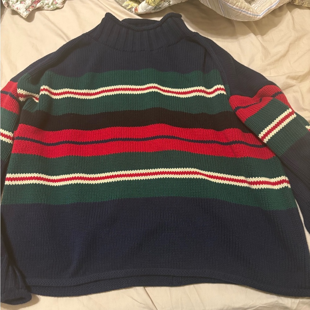 J. Crew Multicolor Striped Turtleneck Sweater
